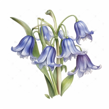 beautiful victorian bluebell flowers fairy clipart water colour illustration white background