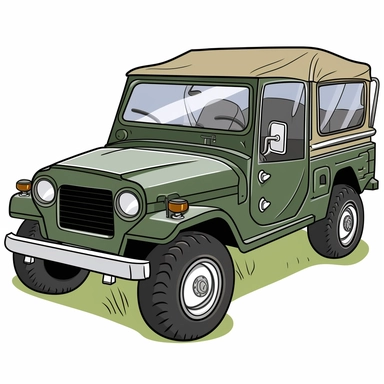 Cartoon Style Clipart illustration of Safari Jeep