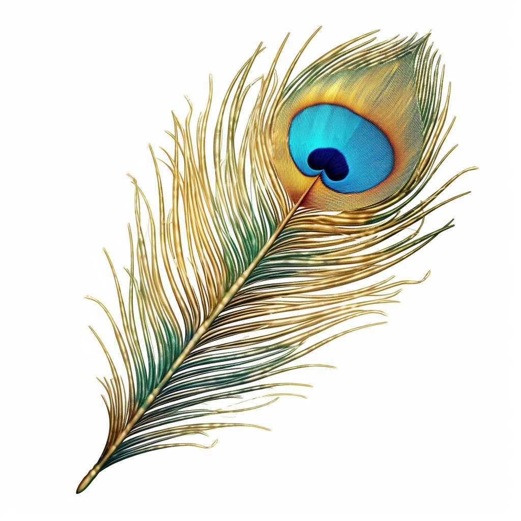 watercoor lack peacock feather with gold metalic detail clip art - Clip ...