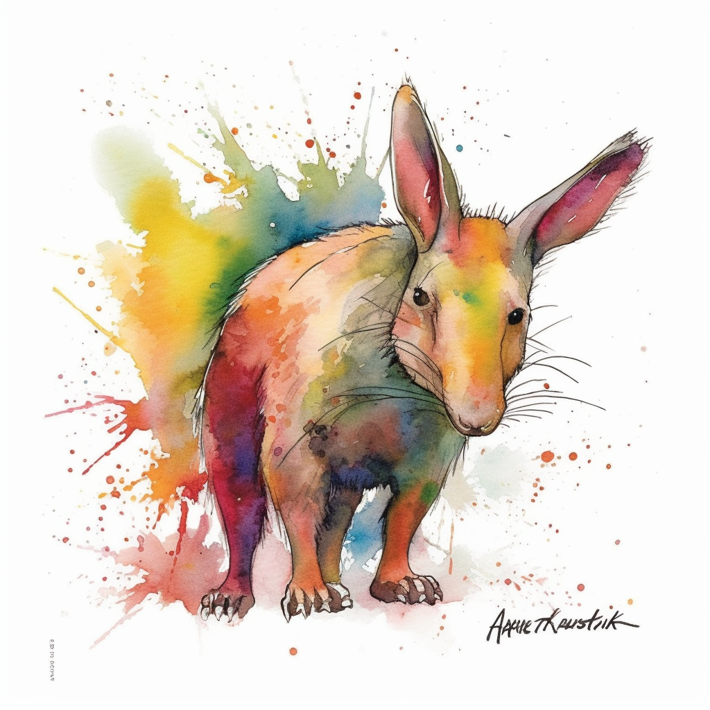 An adorable aardvark depicted in watercolor clipart on a white ...