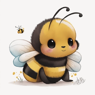 detail cute disney bumble bee watercolour art style nursery clipart, plain background
