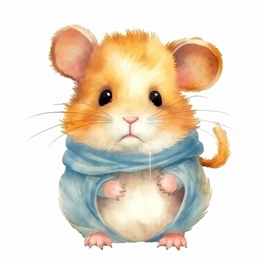 watercolor adorable kawaii baby hamster character kawaii, isolated, kawaii,digital art,detailed, concept,art,8k,hd,on white background,clipart