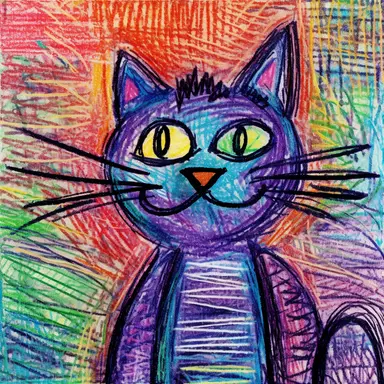 crayon doodle of a cat , clip art