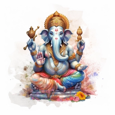 realistic watercolor ganesh clipart illustration