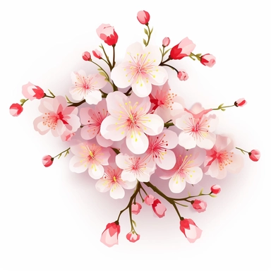 Cherry blossom flowers high quality Vector Clipart , White Background