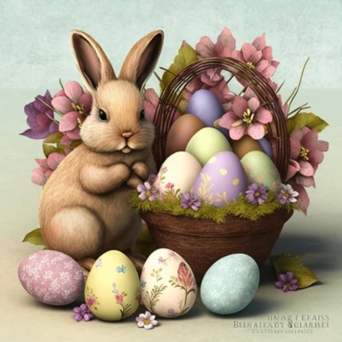 Easter Bunny and Eggs Clipart Design