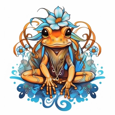 Floral Frog Sublimation Art: Combine the beauty of flowers with the charm of watercolor frogs in sublimation art. These colorful designs are ideal for creating stunning wall art, apparel, or accessories with a touch of nature's elegance Clipart desert cartoon t-shirt graphic, vector, contour, isolated on a white background