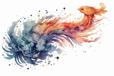 Watercolor, Craft a comet with a tail that forms a celestial tapestry clipart, hd, on a white background, spaced out