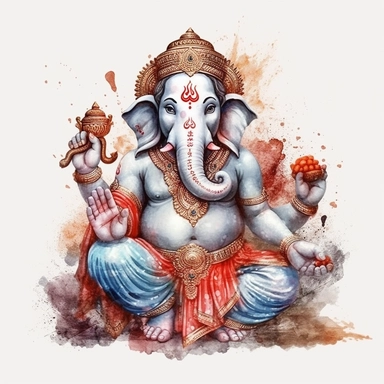 realistic watercolor ganesh clipart illustration