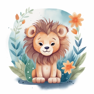 cute lion clipart for a baby bedroom