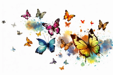 ultra HD, most insane, awsome, 50 flying butterflies, wallpaper, side view, watercolor, top view, high click conversion, new color, clipart, hd, on white background