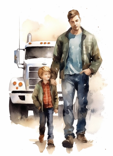 Truck driver Father's Day Clipart Watercolor