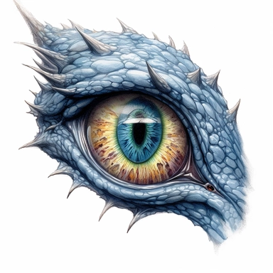 dragon of darkness eye close-up tattoo design by twilight designs, in the style of david nordahl, jean-baptiste monge, farel dalrymple, fantastical street, high resolution, imaginative characters, vibrant colors, clipart, blank white background