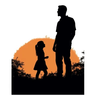 Dad and Child Silhouette, clipart,