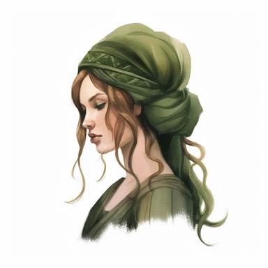 medieval woman hairstyle, stylish | COLOR THEME: dark green, olive green, army green, black, light pink | watercolor, clipart, hyperrealistic, white background