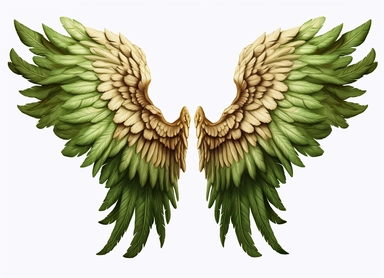 angel wings clipart x green angel wings clipart, in the style of trompe l'oeil illusions, dark beige, birds-eye-view, faux naïf, pigeoncore
