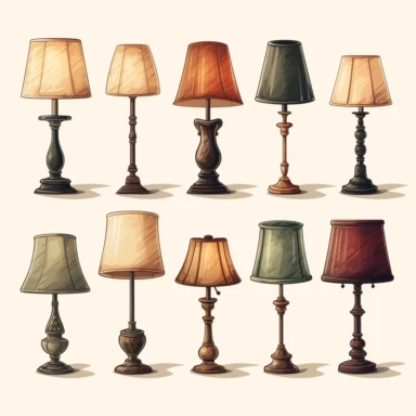set of clip art table lamps white background vector illustration