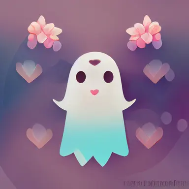 cute ghost clipart in a grid, OrientalLight, flowers, heart Pastel colors, Trending 8k, anime style, dynamic lighting, cinematic,