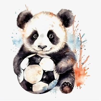 cute panda doing random sports, pandas doing activity, watercolor clipart, transparent background