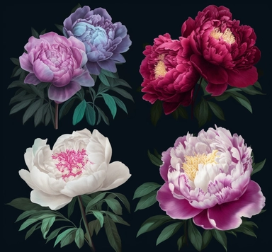peonies for sale download free peonies as clipart peonies clipart | image for peonies designs, in the style of miho hirano, dark cyan and magenta, ornamental details and embellishments, boris kustodiev, hyper-realistic details, magenta and gray, meticulous pointillism on a white background