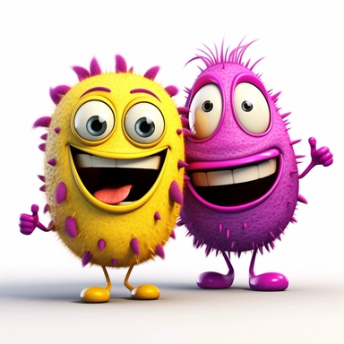 Pixar Clipart illustration cute friendly healthy in magenta and yellow and black on white background