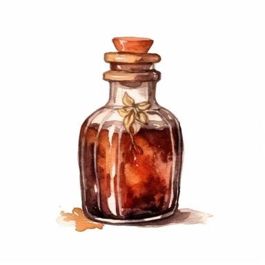 Watercolor vintage boho brown glass bottle. High quality illustration for cozy home interior decoration clip art