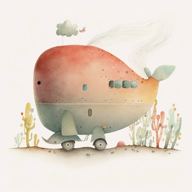 Whimsicle sustainable Air Force base award-winning drawing, bright colours, watercolour and pencil drawing, beautiful watercolour ink wash colouring, thick pencil lines, Jon Klassen, watercolour illustrations clipart, watercolour illustrations for kids and children, plain white background, 2d