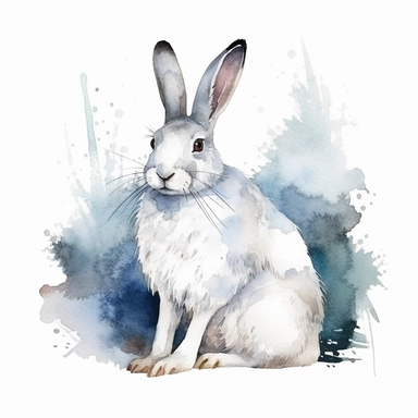 water color Arctic Hare Clipart, isolated on white background