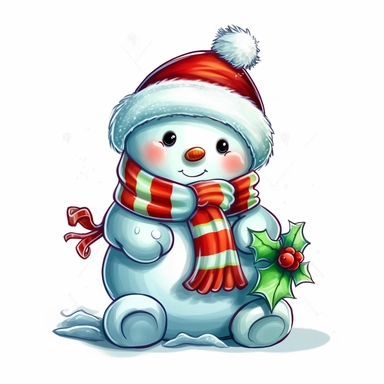 Cute Christmas image cartoon clipart animation simple detail on a white background