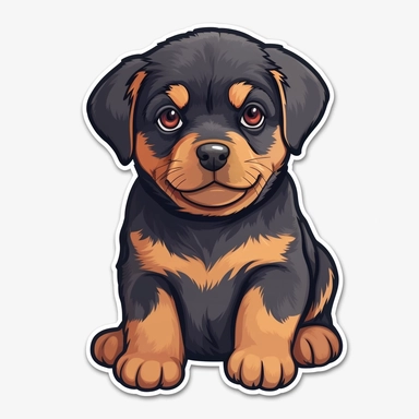 colour vector art of a rottweiler puppy, vector art, clipart, plain white background, sticker