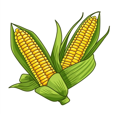 1 corn clipart, white background, simplified,