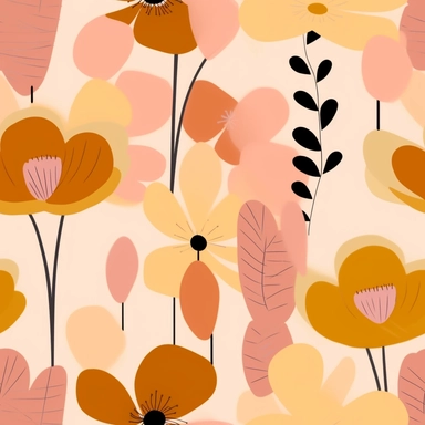 light pink and light brown flower cliparts, in the style of victor pasmore, light orange and light pink, free brushwork, henri rousseau, stencils, mural-like compositions, elsa beskow, minimal art, simple, earth tone