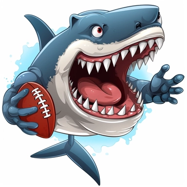cartoon Clipart shark playing football