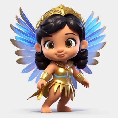 an adorable baby indian fairy with big shiny cute eyes 3D model clipart
