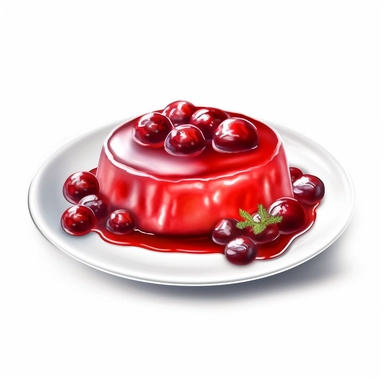 cranberry sauce on a white plate, Watercolor Clipart, isolated object, 3d render, photorealistic, hd, insanely detailed, white background