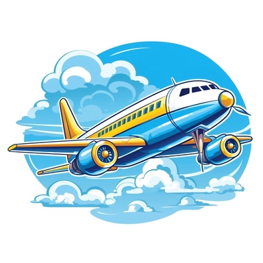big airplane in sky clipart