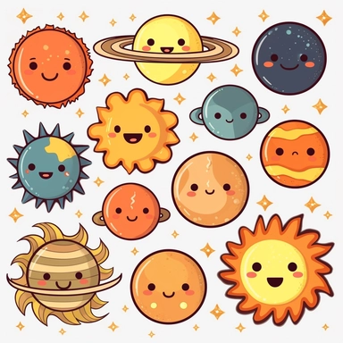 Solar system clipart commercial use, planets vector graphics, Space clipart, kawaii clip art