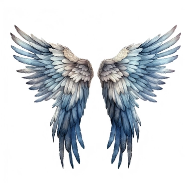 A breathtaking watercolor angel wings clipart, meticulously crafted with an abundance of detail, every feather depicted with delicate brushwork and subtle color variations, capturing the intricate texture and grace of celestial wings, the artwork designed with meticulous attention to detail and optimized for high-resolution 4K display, allowing the viewer to immerse themselves in the beauty and magic of the artwork, Artwork, watercolor painting on canvas