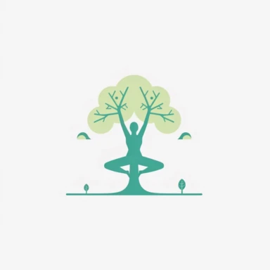 a minimalist clipart suitable for printing on yoga bibs for kids. The clipart should be simple and playful, with clean lines and a maximum of 2 colors. It should depict a tree doing a yoga pose or a fun plant cartoon character practicing yoga.