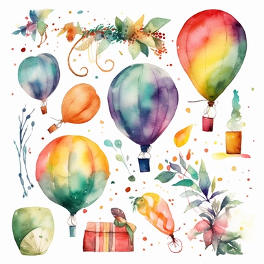 happy new year theme watercolor clipart white background