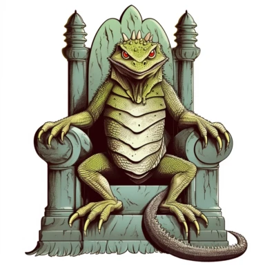 lizard monster sitting on a throne clipart