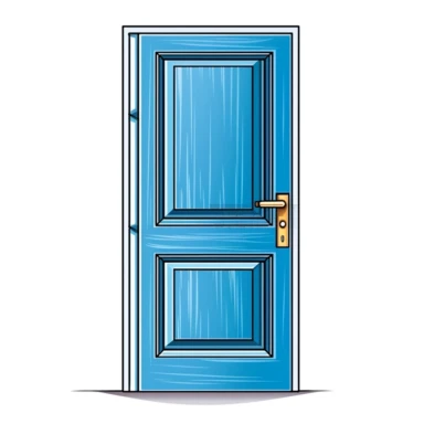 clipart, simple, blue internal door, white background