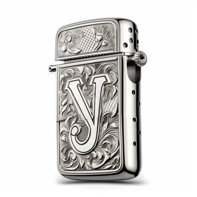 clipart Lighter with engraving of capital letter Y , white background