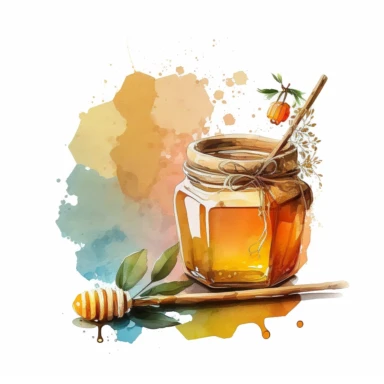 watercolor honey and stick, clipart, no words