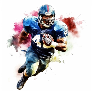 Award winning hyper detail watercolour american football player, white background, clipart