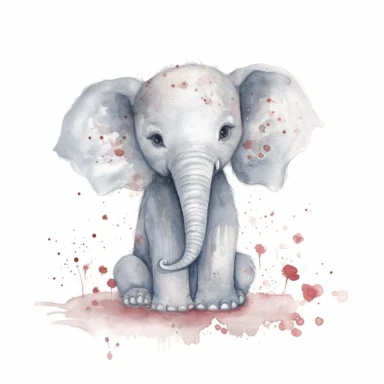 elephant, natural, baby, cute, Watercolor Clipart high quality, white background , cute, love , love animals