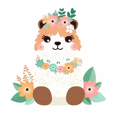Cute Alpaca , Aquatic style, clipart, white background,