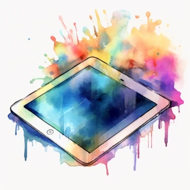 watercolor clipart of one single iPad