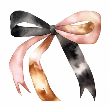 watercolor vintage piece of ribbon, in copper, gold and pink and black, clipart style, isolated on white background with margins, clipart style, by Marjolein Bastin,
