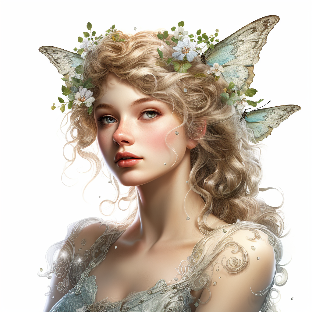 , Majestic Fairy with a statuesque figure, highly detailed face, and a ...